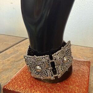Bold Silver Toned Filigree Bracelet